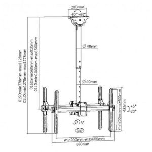 MyWall LCD Ceiling Mount (2x screens) (37- 70 inch)